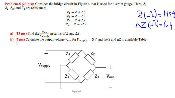 Solved Problem-5 (20pts) : Consider the bridge circuit in | Chegg.com