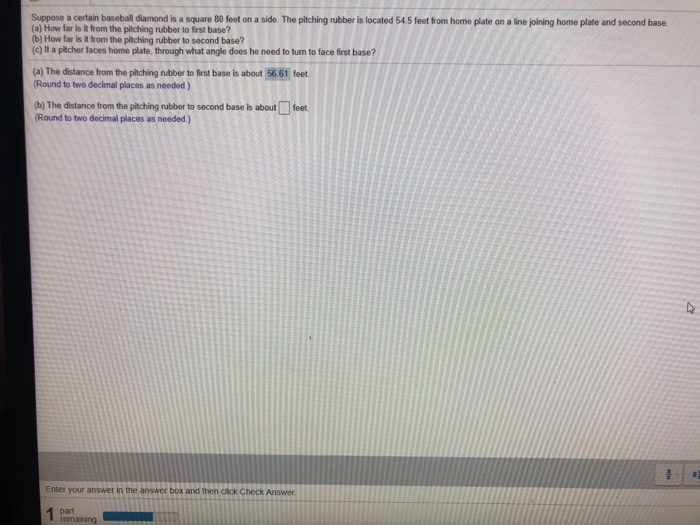 Solved Suppose a certain baseball diamond is a square 80