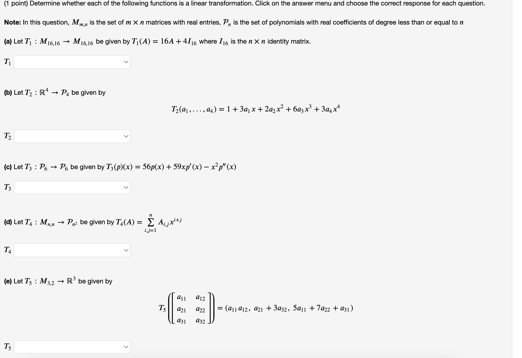 Solved 1 Point Determine Whether Each Of The Following 4855