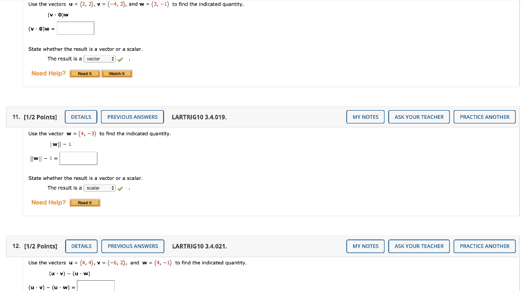 Solved Use the vectors u = (2, 2), v = (-4, 2), and w = | Chegg.com