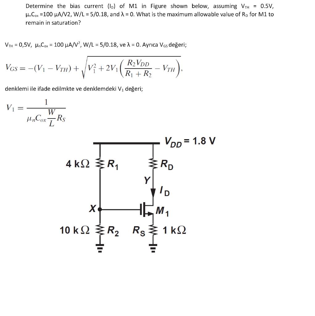 Solved Determine The Bias Current lb Of M1 In Figure Shown Chegg