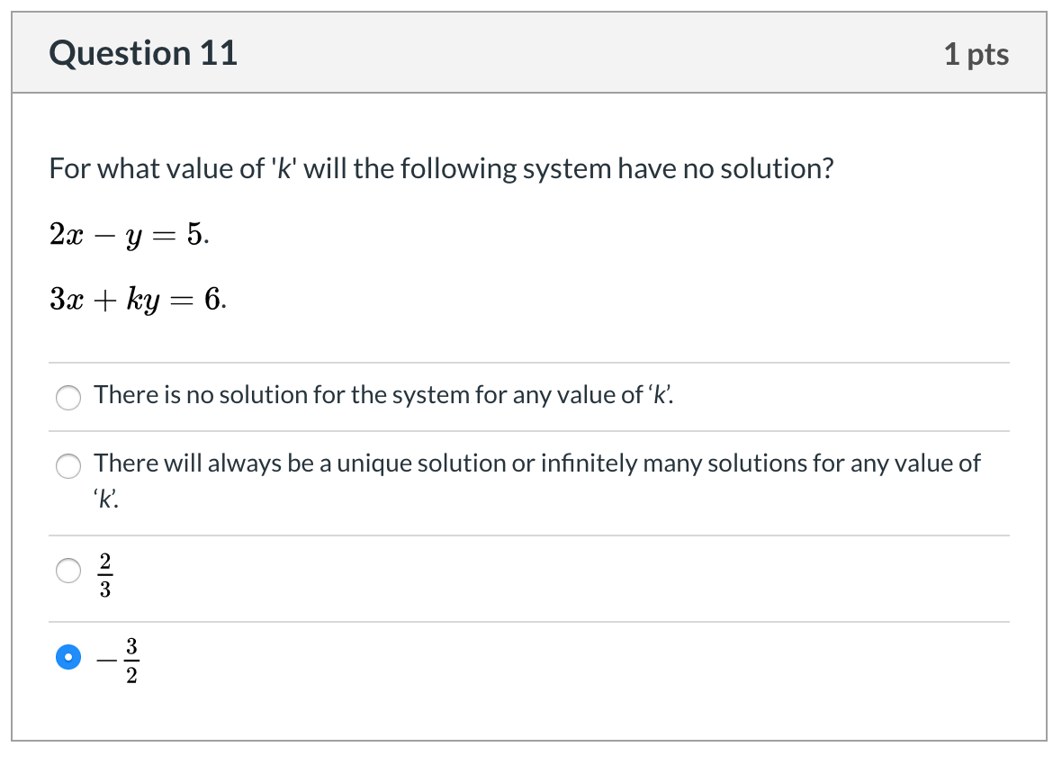 Solved For what value of 'k' will the following system | Chegg.com