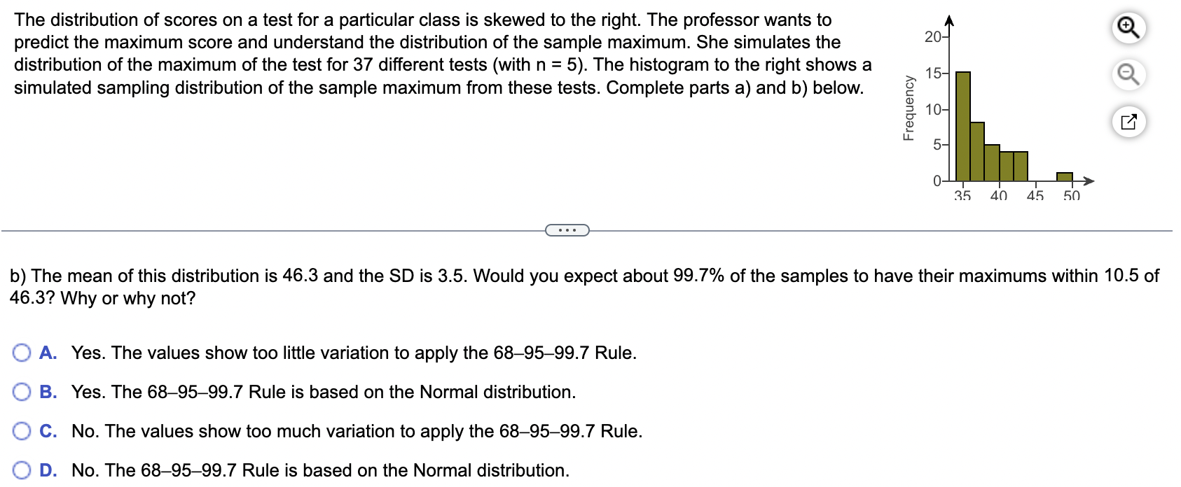 Solved The distribution of scores on a test for a particular | Chegg.com