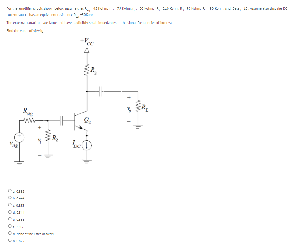 Solved For the amplifier circuit shown below, assume that | Chegg.com