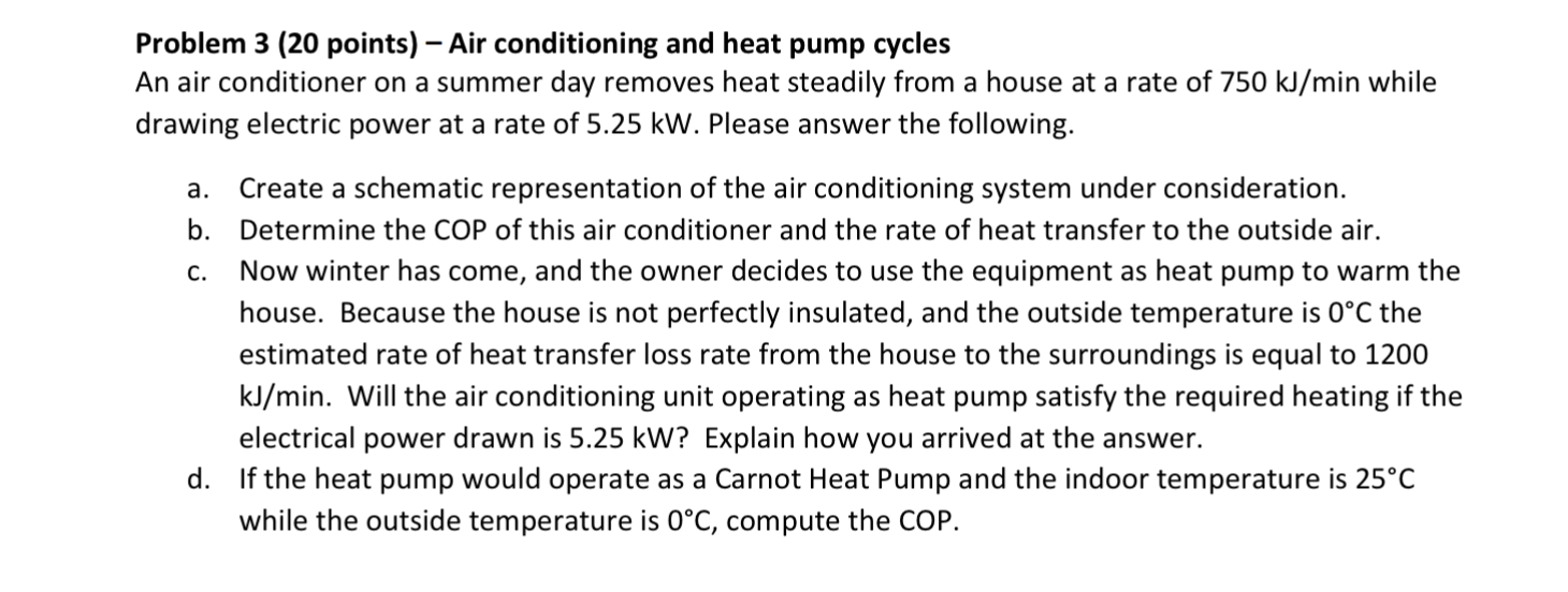 Solved Problem 3 (20 points) Air conditioning and heat