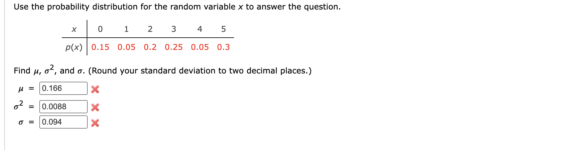 Solved Use the probability distribution for the random | Chegg.com