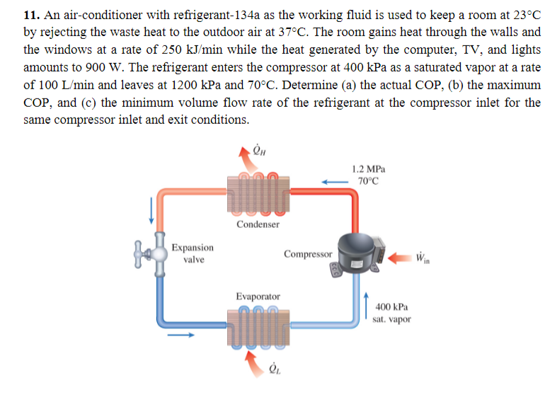 Solved 11. An airconditioner with refrigerant134a as the