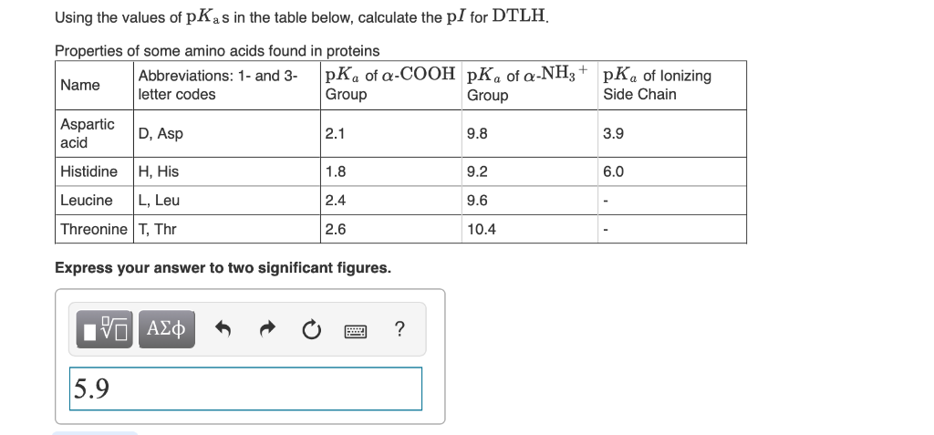 calculate pi of amino acid chain