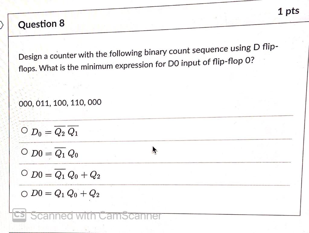 Solved 1 Pts Question 8 Design A Counter With The Following | Chegg.com