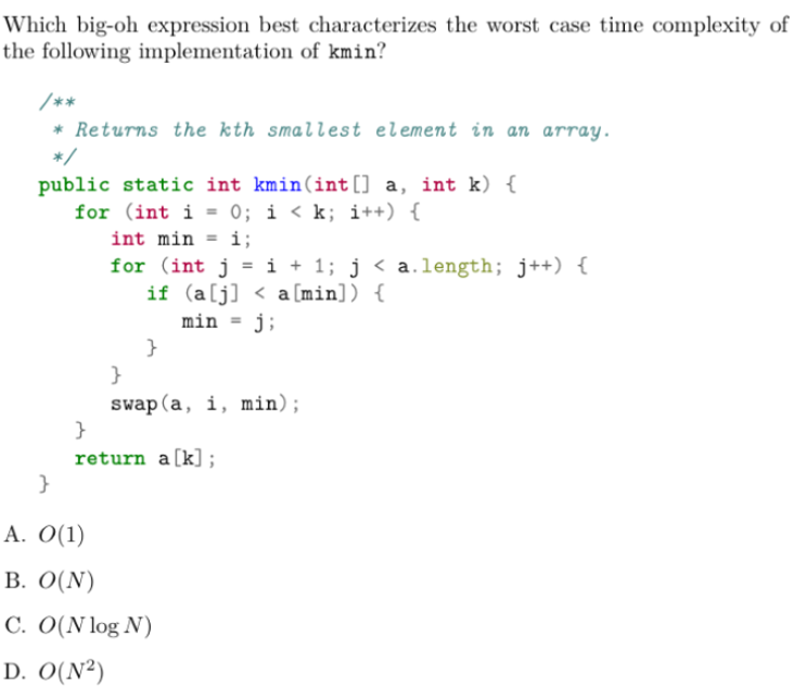 Solved Which big-oh expression best characterizes the worst | Chegg.com