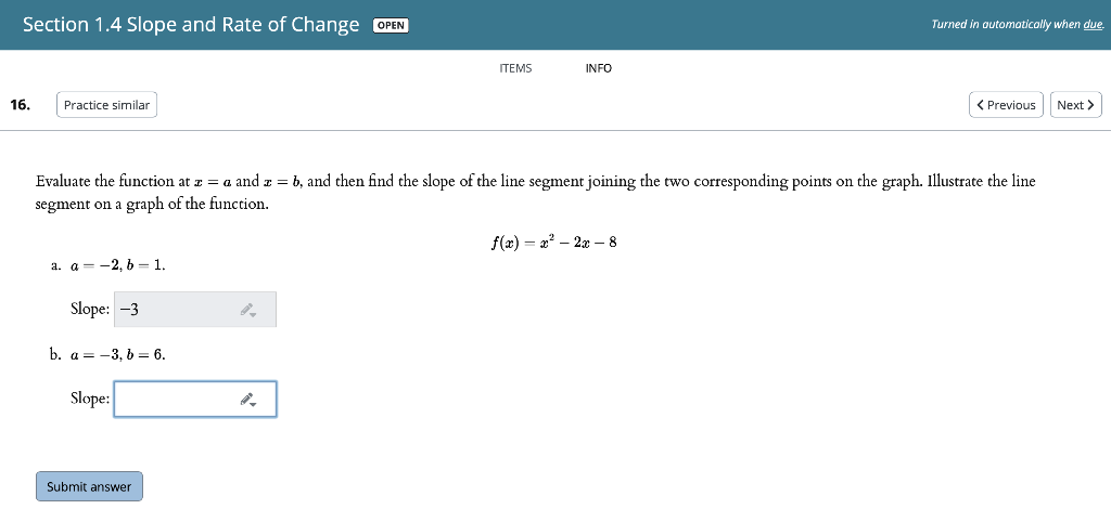 Solved Section 1.4 Slope And Rate Of Change - Edfinity: | Chegg.com