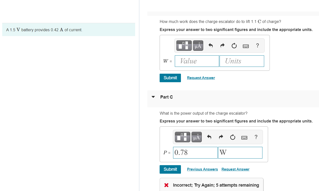 Solved How much work does the charge escalator do to lift