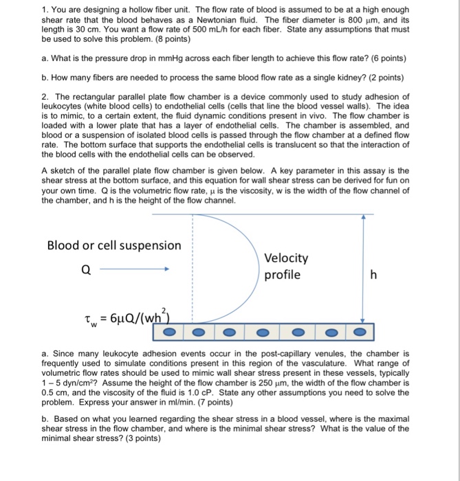 Solved 1. You are designing a hollow fiber unit. The flow