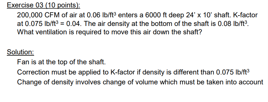 Exercise 03 (10 points): 200,000 CFM of air at | Chegg.com