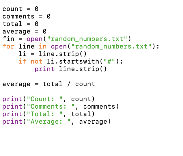 Solved count = 0 comments = 0 total = 0 average = 0 fin = | Chegg.com
