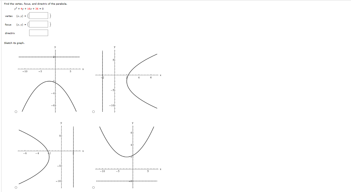 Solved Find The Vertex Focus And Directrix Of The Chegg Com