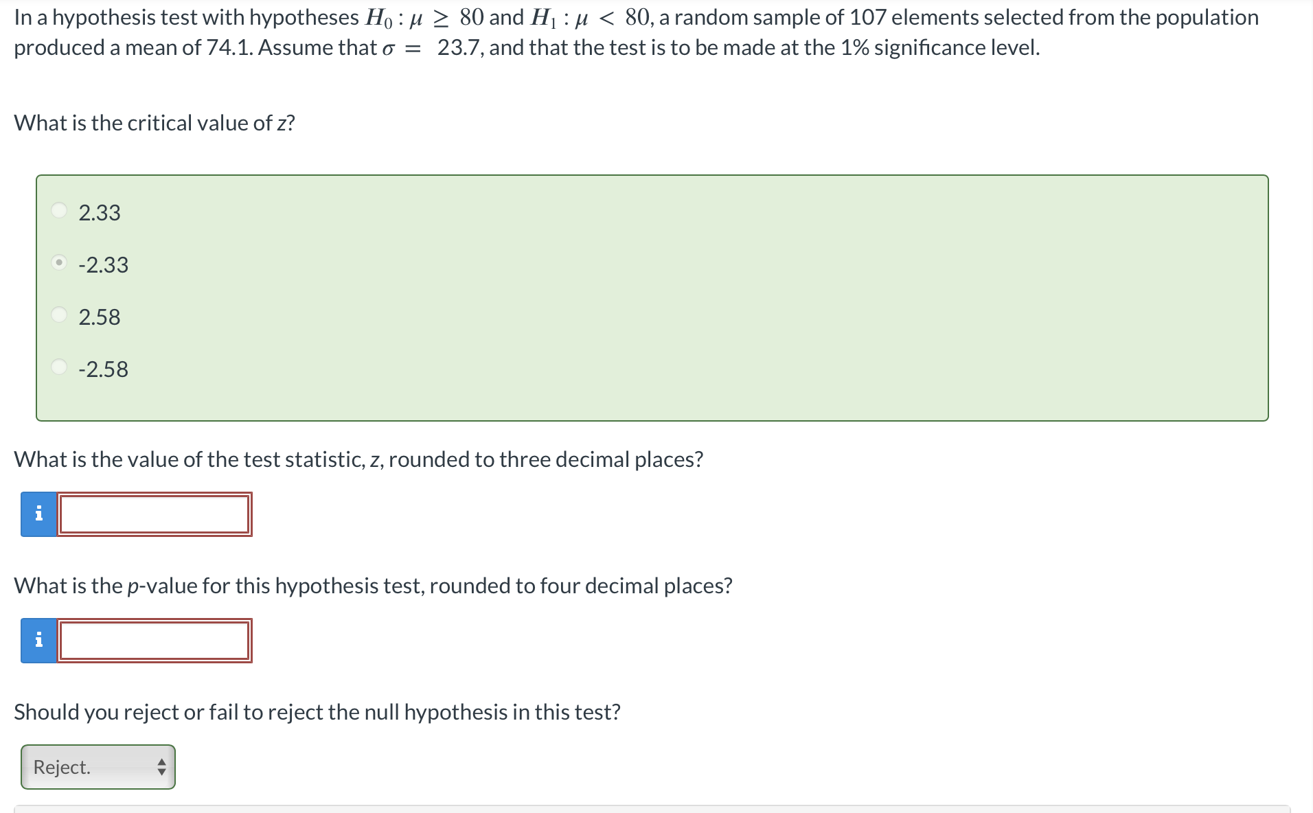 Solved In a hypothesis test with hypotheses H0 80 and Chegg