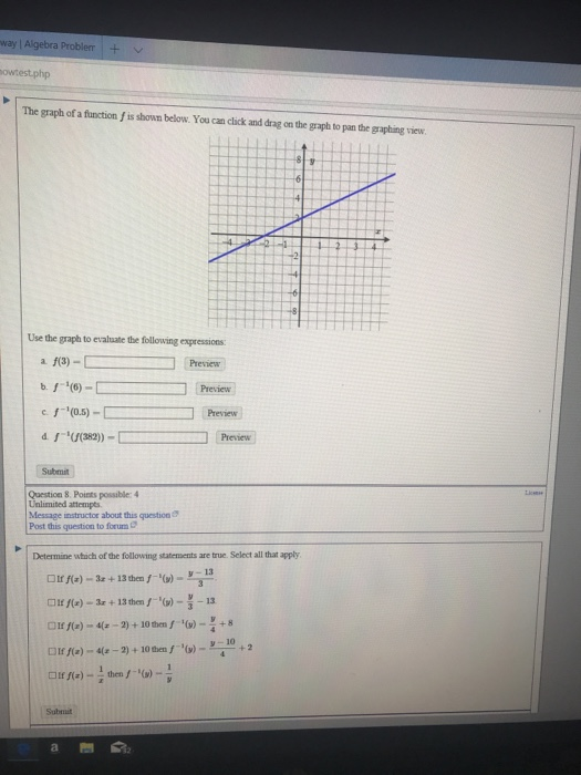 Solved way | Algebra Problem+ V owtest.php The graph of a | Chegg.com