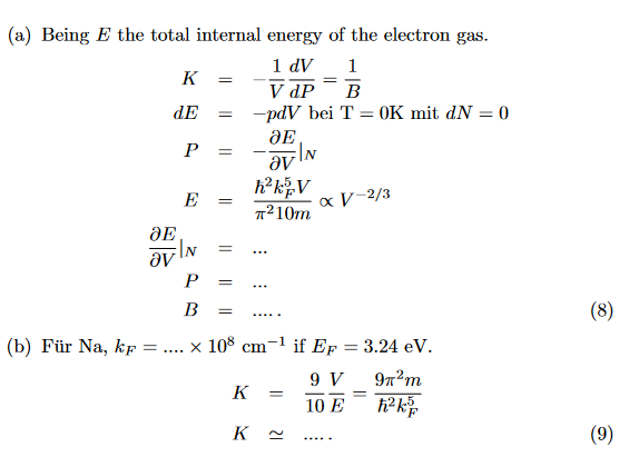 Solved 4. (a) Show That The Bulk Modulus Of The Free | Chegg.com