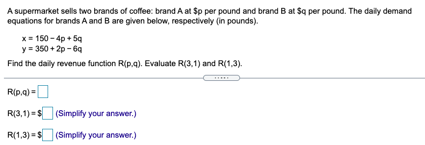 Solved A Supermarket Sells Two Brands Of Coffee: Brand A At | Chegg.com