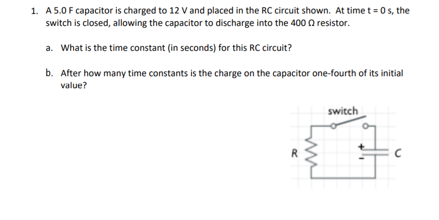 Solved 1 A 5 0 F Capacitor Is Charged To 12 V And Placed Chegg Com