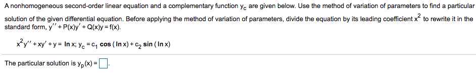 Solved A nonhomogeneous second-order linear equation and a | Chegg.com