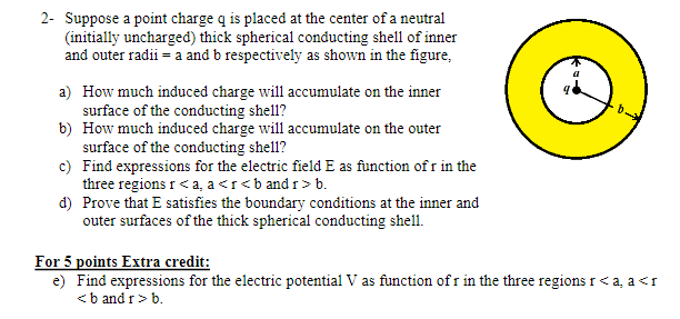 Solved 2- Suppose a point charge q is placed at the center | Chegg.com