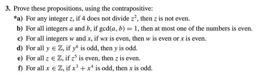 Solved Please solve #3F. Prove using contrapositive. If you | Chegg.com