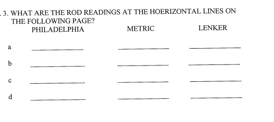 3. WHAT ARE THE ROD READINGS AT THE HOERIZONTAL LINES | Chegg.com