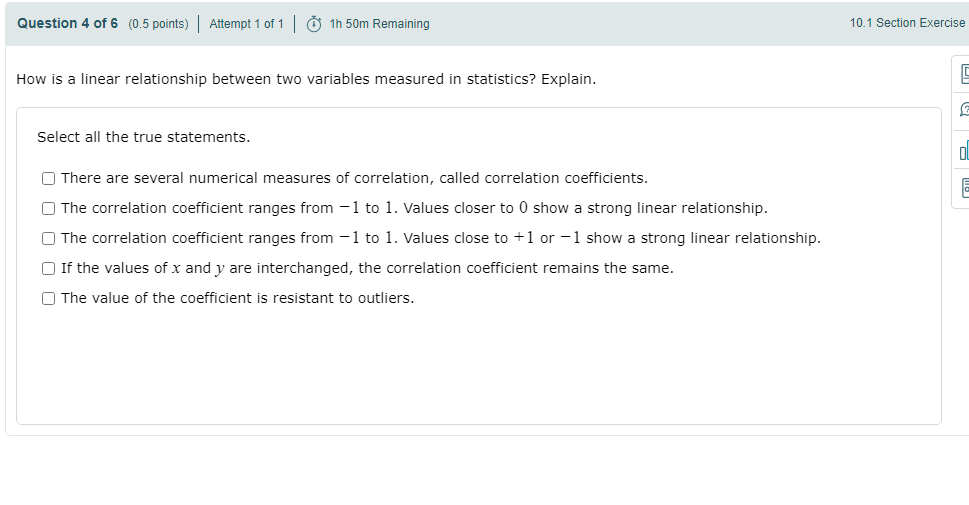 Solved Question 4 of 6 (0.5 points) | Attempt 1 of 1 | 1h | Chegg.com