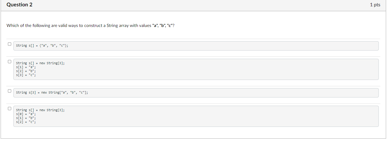 Solved Question 4 1 pts Suppose we have the following class | Chegg.com