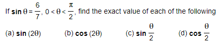 Solved 6 If sin 8 = (a) sin (20) π ·0