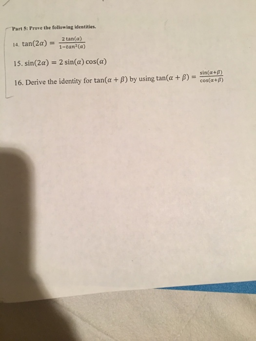 Solved "Part 5: Prove The Following Identities. 14. | Chegg.com