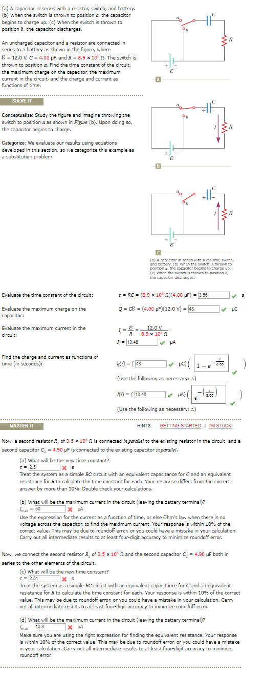 Solved (a) A capacitor in series with a resistor, switch,