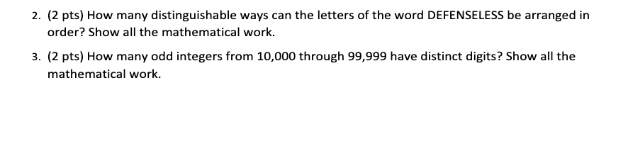 Solved 2. (2 pts) How many distinguishable ways can the | Chegg.com