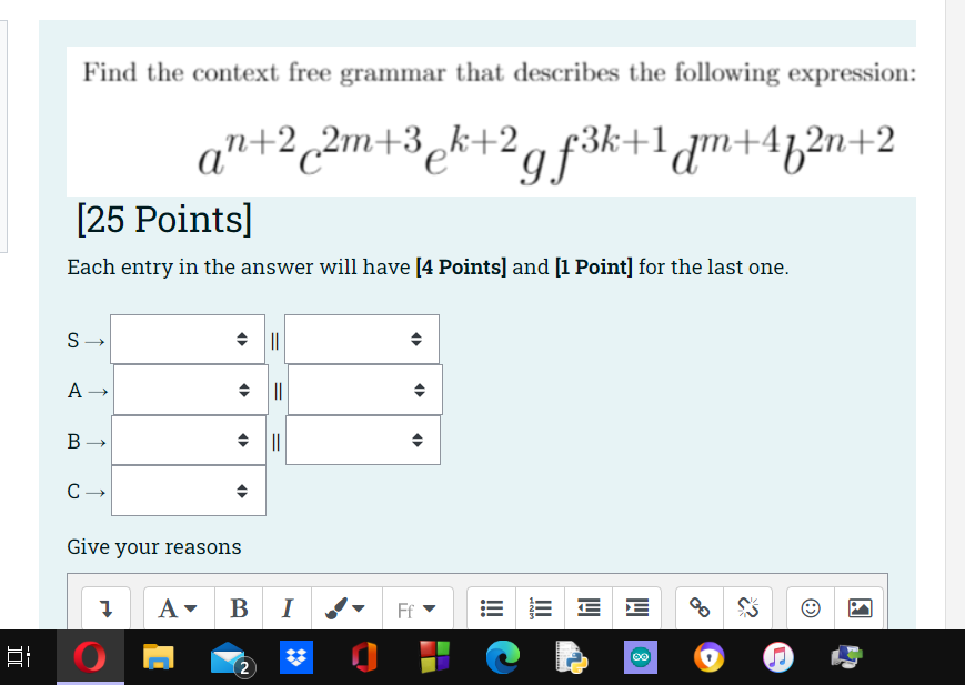 Solved Find The Context Free Grammar That Describes The | Chegg.com