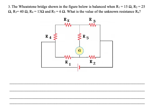 Solved 3. The Wheatstone bridge shown in the figure below is | Chegg.com