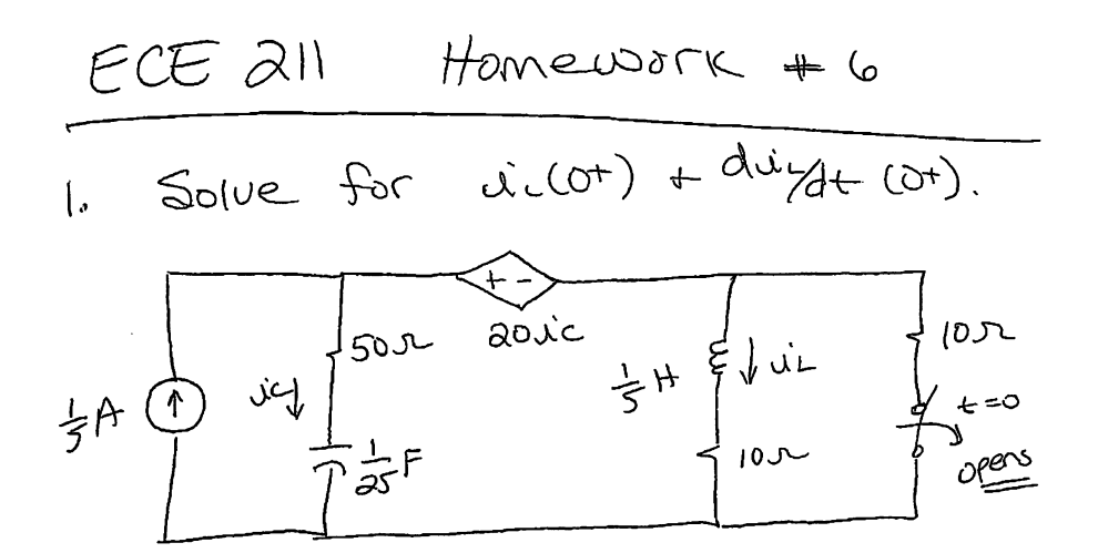 Solved ECE 211 Homework ∗6 1. Solve for in (0+)+dingt(0+). | Chegg.com