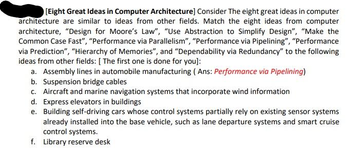 Solved (Eight Great Ideas in Computer Architecture] Consider | Chegg.com