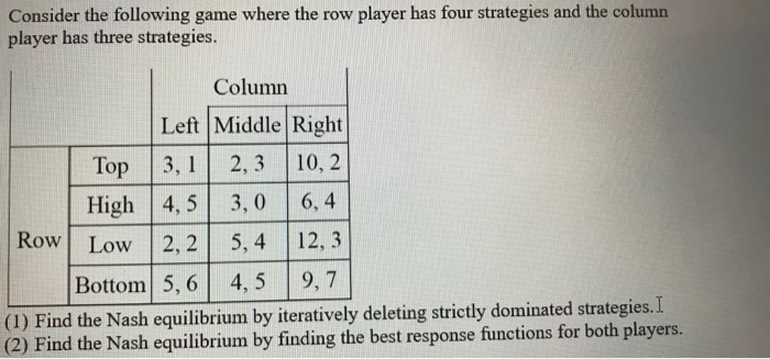Solved Consider the following game where the row player has | Chegg.com
