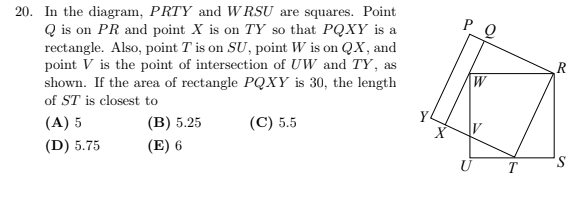 Solved PO R 20. In the diagram, PRTY and WRSU are squares. | Chegg.com