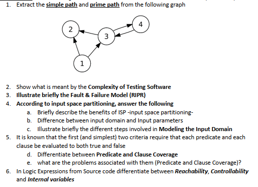 Solved 1 Extract The Simple Path And Prime Path From The