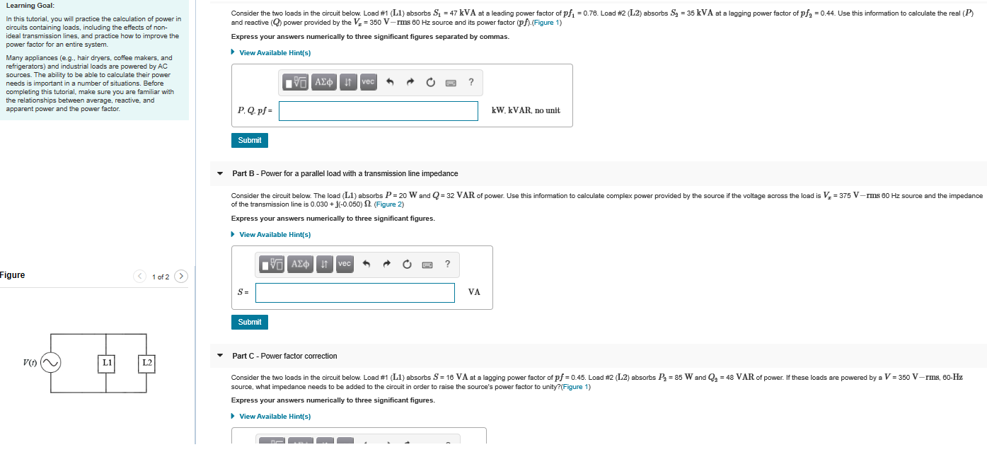 Solved Learning Goal Consider The Two Loads In The Circu Chegg Com