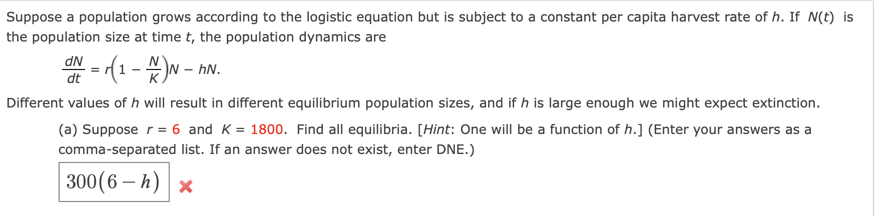 Solved Suppose A Population Grows According To The Logistic