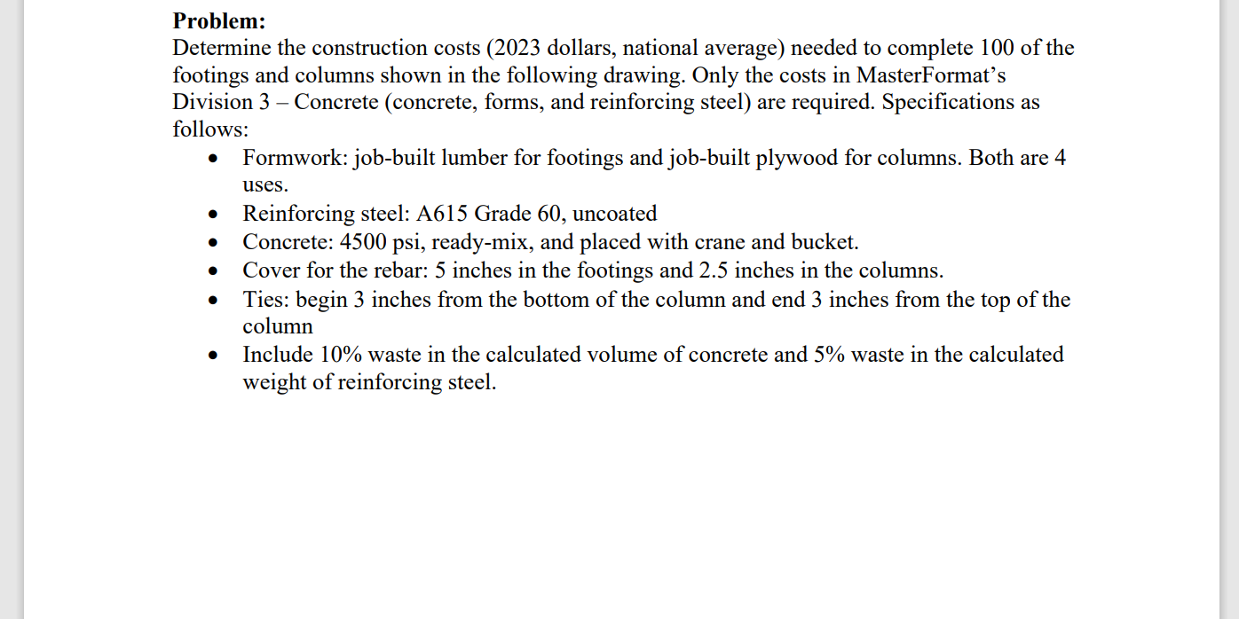 Solved Problem: Determine the construction costs (2023 | Chegg.com