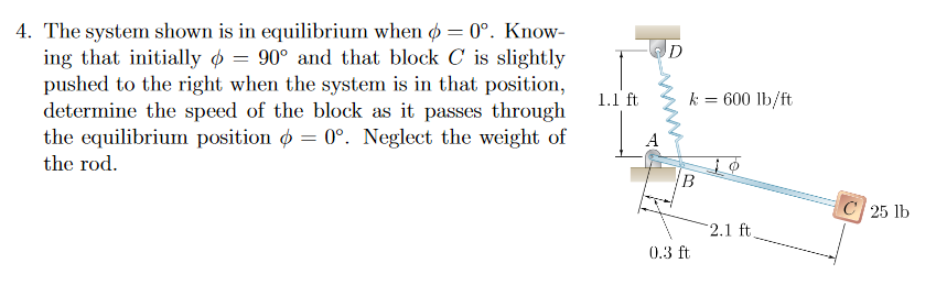 Solved D 4. The system shown is in equilibrium when $ = 0°. | Chegg.com
