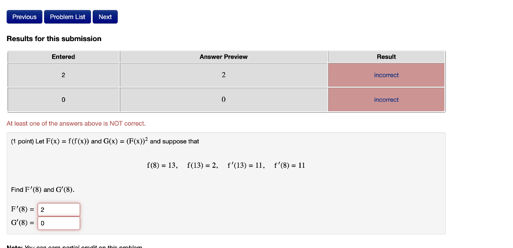 Solved Results For This Submission At Least One Of The | Chegg.com