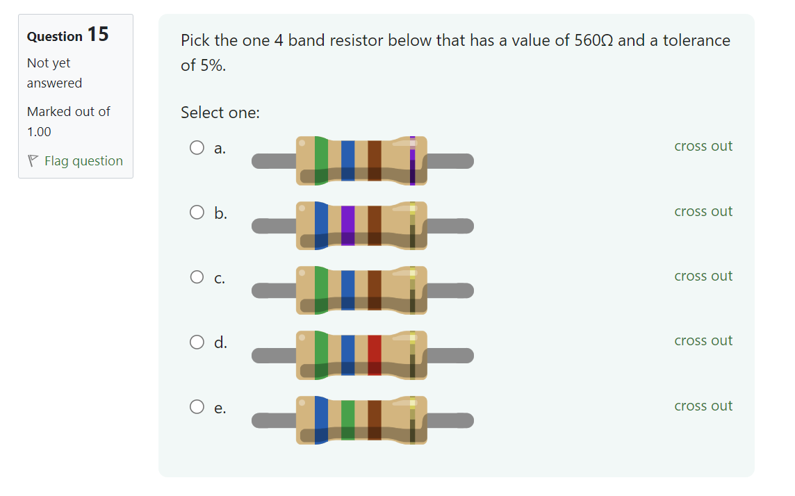 Solved Pick the one 4 ﻿band resistor below that has a value | Chegg.com