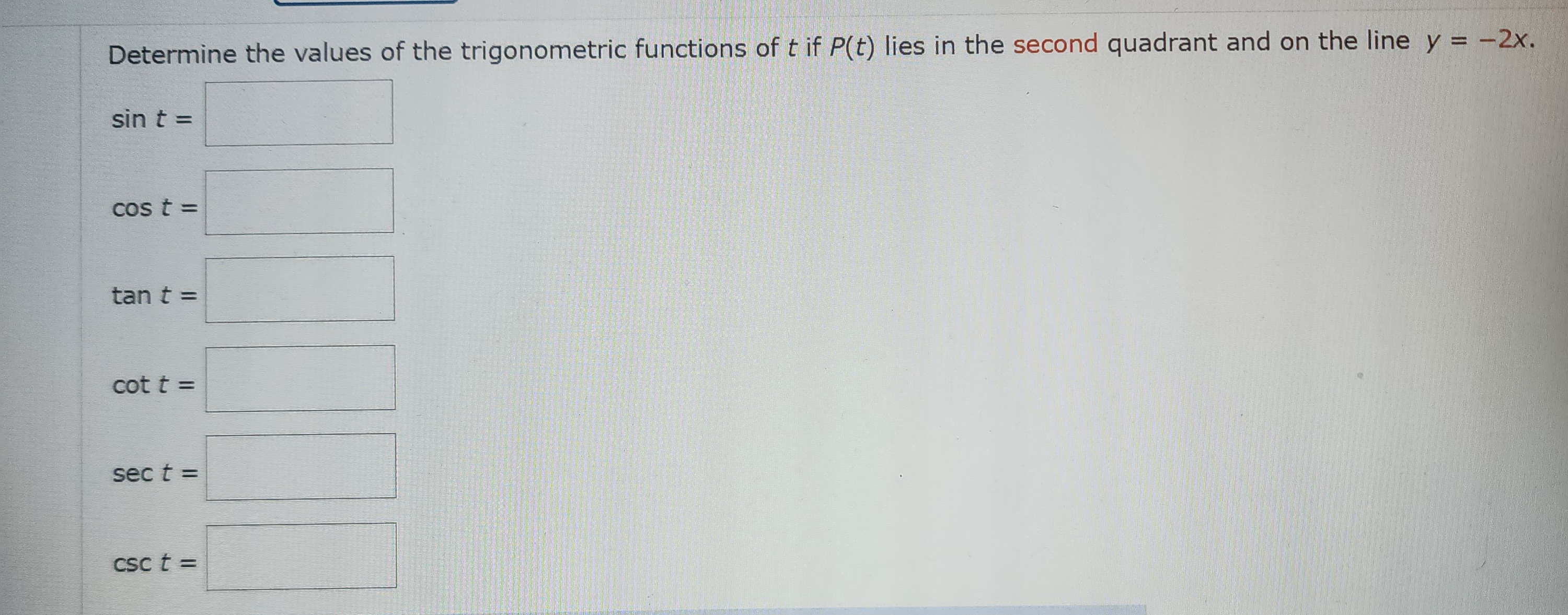 Solved Determine the values of the trigonometric functions | Chegg.com