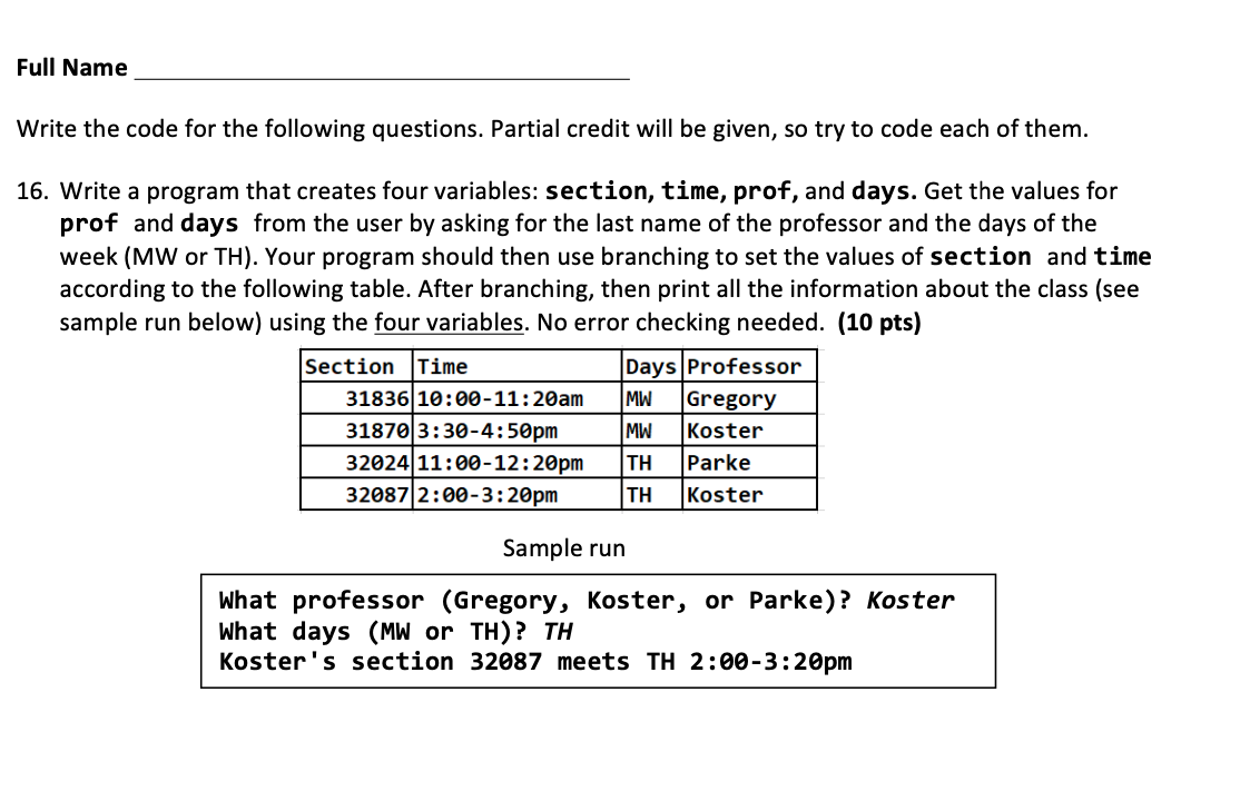 Solved Write The Code For The Following Questions. Partial | Chegg.com